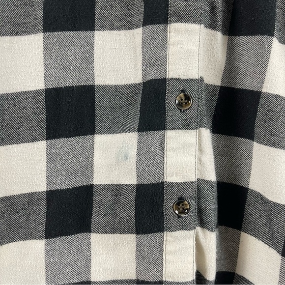 Free Press Large Buffalo Plaid Flannel Tunic Longline Button Down Shirt Chore - Picture 7 of 10